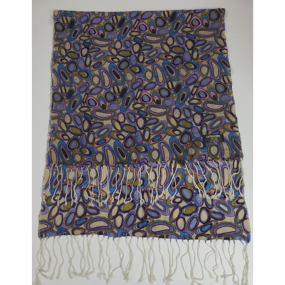 LA FIORENTINA Wrap Scarf 100% SOFT WOOL Lux Designer Colorful Art 70x23